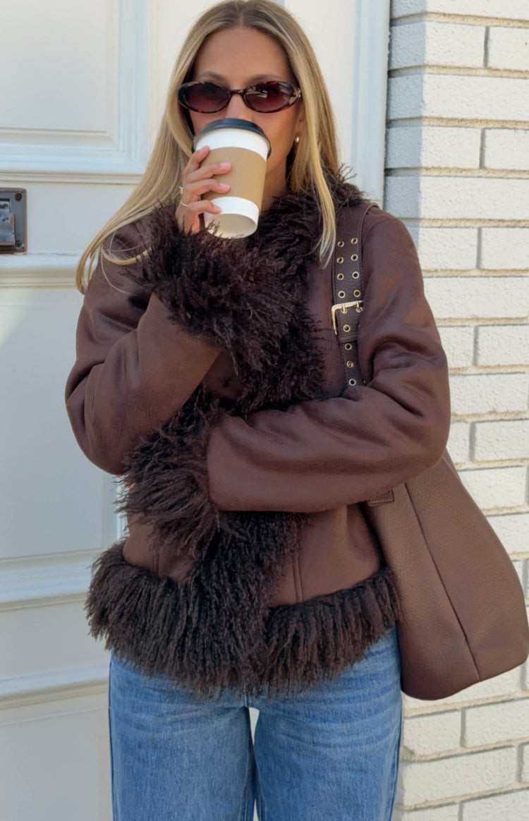 Anita Brown Fur Trim Jacket