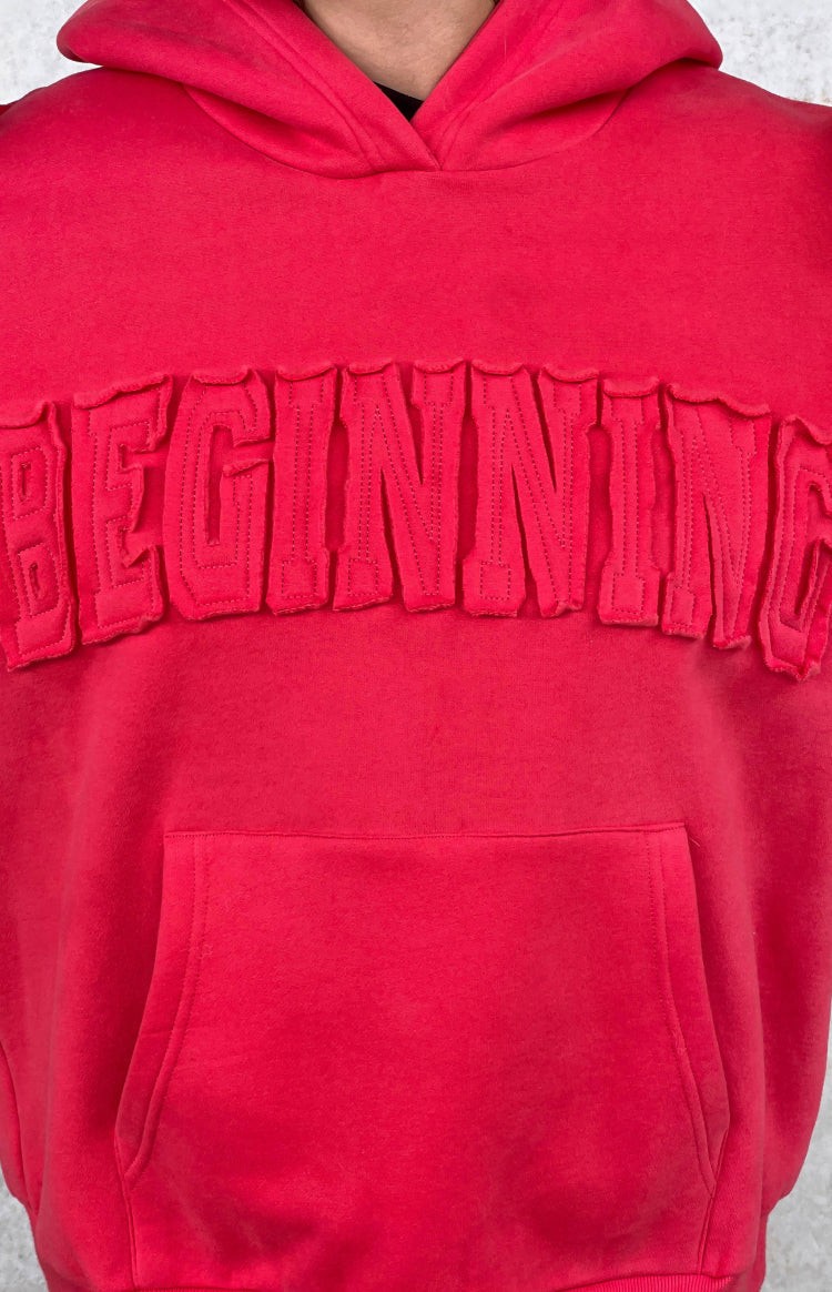 Beginning Watermelon Red Applique Hoodie view 3