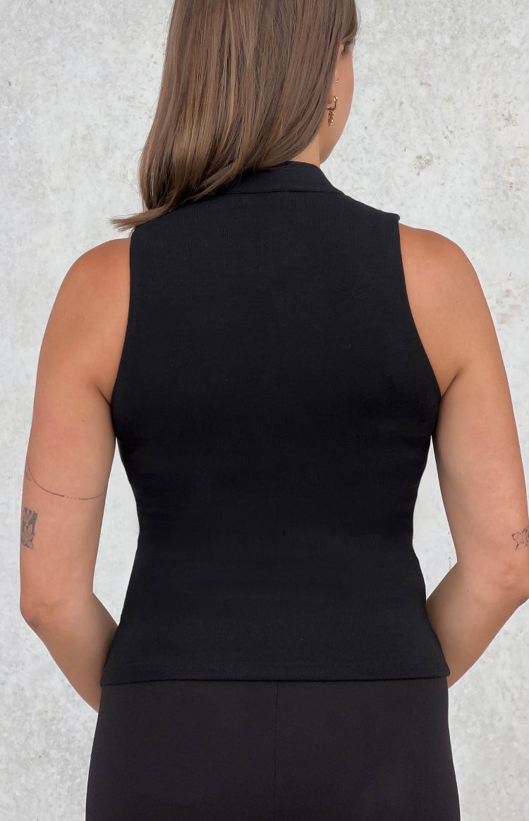 Flynn Black Frog Clasp Jersey Top view 4